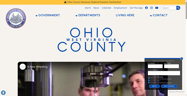 Security scan screenshot of https://ohiocountywv.gov/