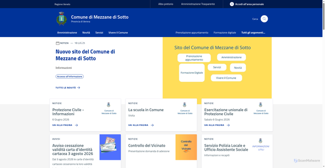 Security scan screenshot of https://www.comune.mezzane.vr.it