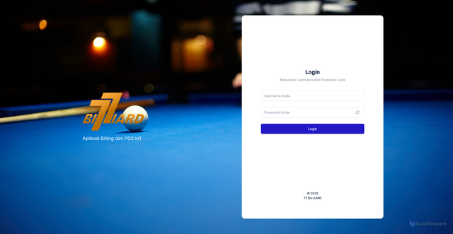 Security scan screenshot of https://77billiardpos.com.ai-app.my.id/login