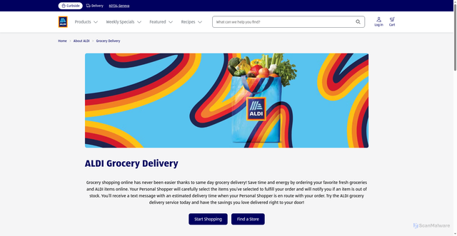 Security scan screenshot of https://www.aldi.us/about-aldi/grocery-delivery
