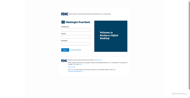 Security scan screenshot of https://washingtontrustsecure.vercel.app/