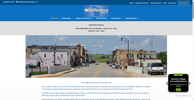 Security scan screenshot of https://vi.monticello.wi.us/