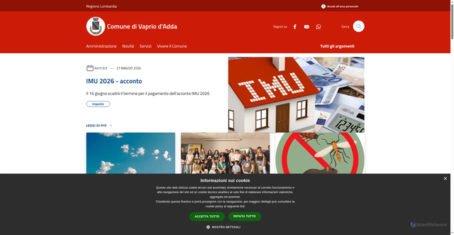 Security scan screenshot of https://www.comune.vapriodadda.mi.it