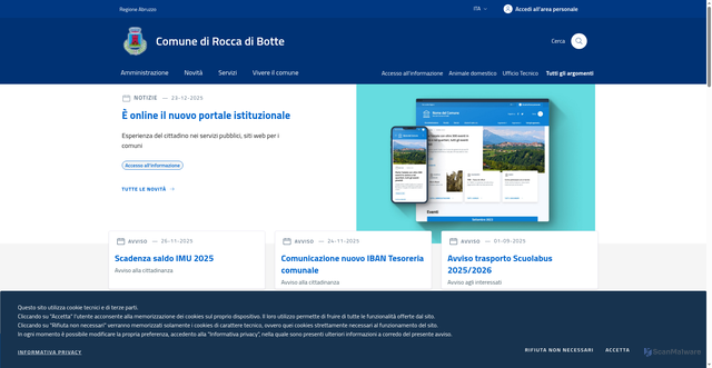 Security scan screenshot of https://www.comune.roccadibotte.aq.it/