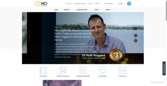 Security scan screenshot of https://nci.org.au