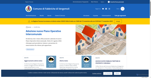 Security scan screenshot of https://comune.fabbrichedivergemoli.lu.it/