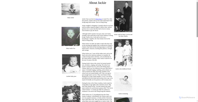 Security scan screenshot of https://www.jackiechankids.com/files/Jackie_Bio.htm