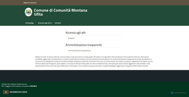 Security scan screenshot of https://halleyweb.com/cmvalleufita/po/il-comune-informa.php?x=