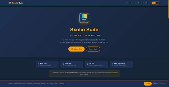 Security scan screenshot of https://sxoliosuite-rvy1ggivuo.edgeone.app/