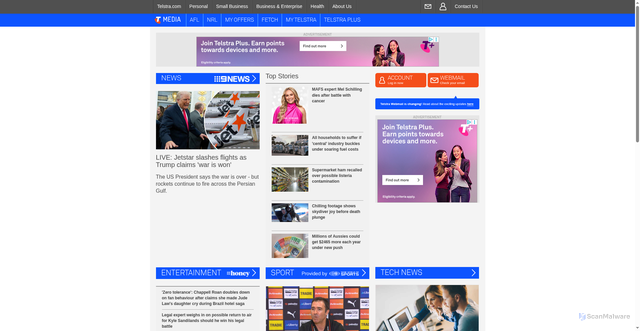 Security scan screenshot of https://bigpond.com