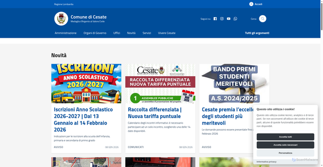 Security scan screenshot of https://comune.cesate.mi.it:443/