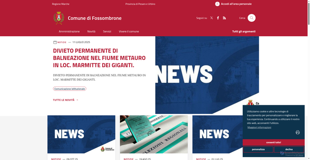 Security scan screenshot of https://www.comune.fossombrone.ps.it/