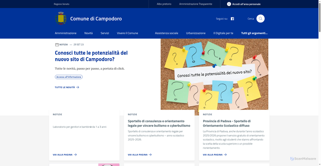 Security scan screenshot of https://www.comune.campodoro.pd.it/