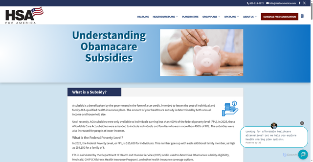 Security scan screenshot of https://hsaforamerica.com/surviving-healthcare-reform-premium-subsidy/