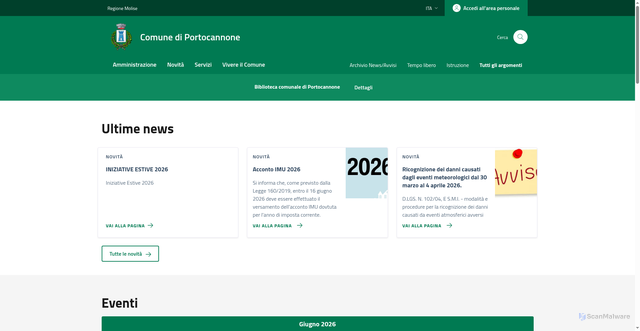 Security scan screenshot of https://www.comune.portocannone.cb.it