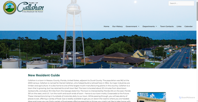 Security scan screenshot of https://www.townofcallahan-fl.gov/