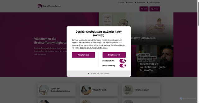 Security scan screenshot of https://www.brottsoffermyndigheten.se/