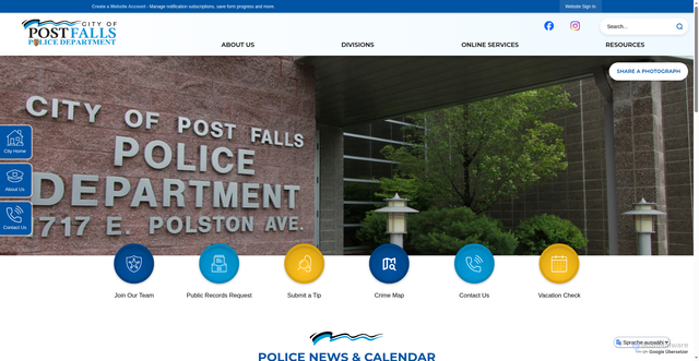 Security scan screenshot of https://postfallspolice.gov/
