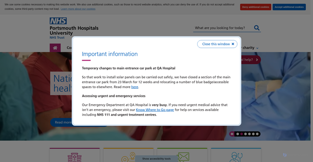 Security scan screenshot of http://www.porthosp.nhs.uk