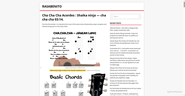 Security scan screenshot of https://otinesara.pages.dev/posts/cha-cha-cha-acordes/