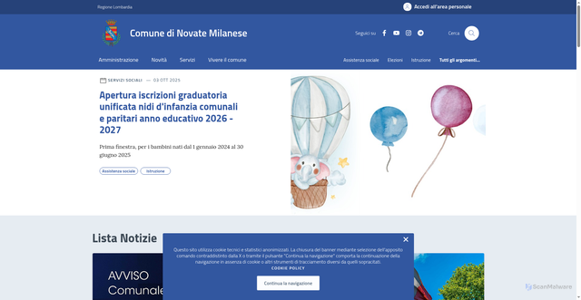 Security scan screenshot of https://comune.novate-milanese.mi.it/