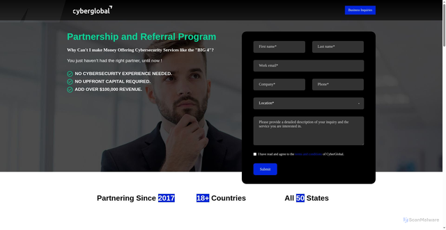 Security scan screenshot of https://cyberglobals.com//