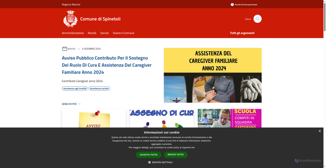 Security scan screenshot of https://www.comune.spinetoli.ap.it/it