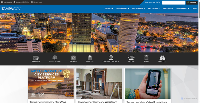 Security scan screenshot of https://www.tampa.gov/