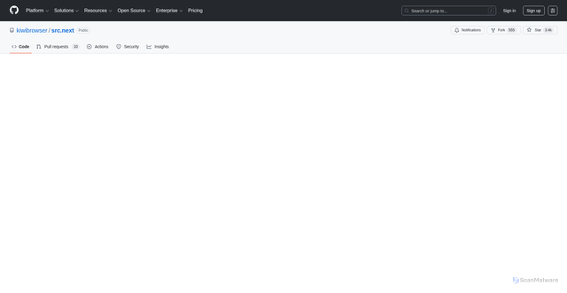 Security scan screenshot of https://kiwibrowser.com