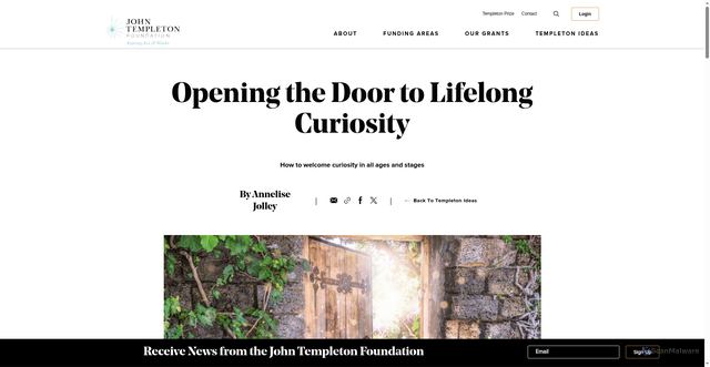 Security scan screenshot of https://www.templeton.org/news/opening-the-door-to-lifelong-curiosity