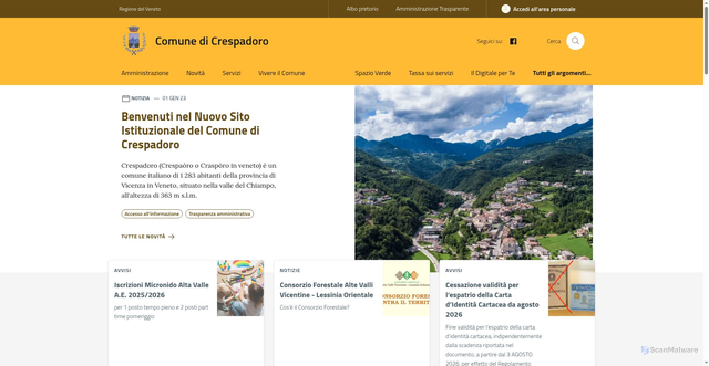 Security scan screenshot of https://www.comune.crespadoro.vi.it/