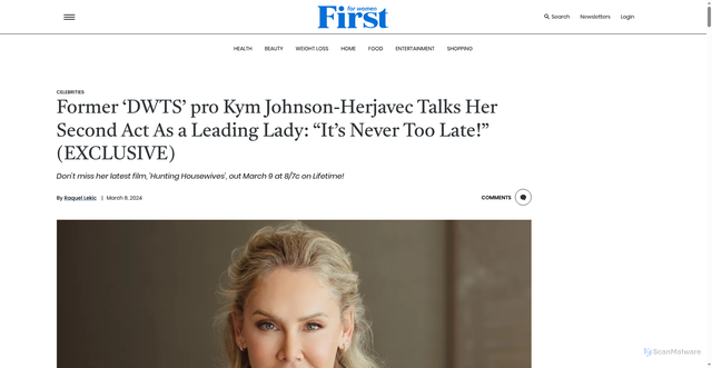 Security scan screenshot of https://www.firstforwomen.com/entertainment/celebrities/kym-johnson-herjavec