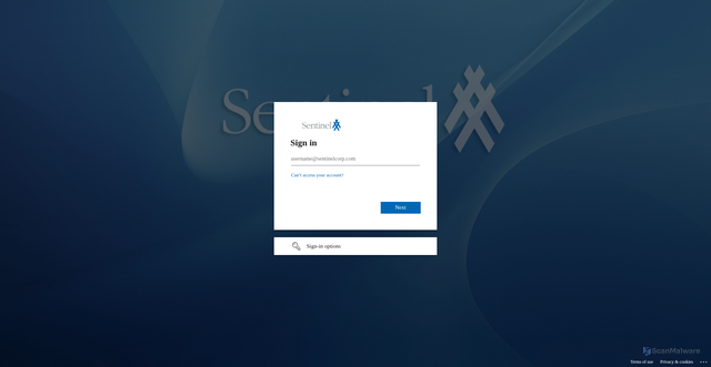 Security scan screenshot of https://sentinelrealestate-my.sharepoint.com