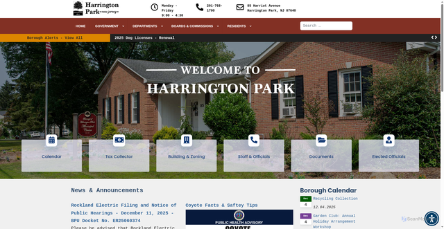 Security scan screenshot of https://harringtonparknj.gov/