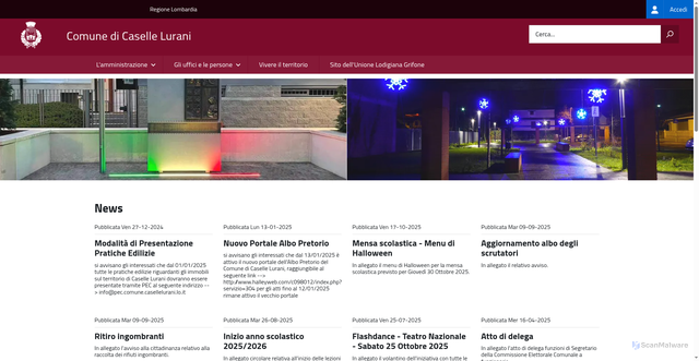 Security scan screenshot of https://www.comune.casellelurani.lo.it/