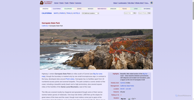 Security scan screenshot of https://www.americansouthwest.net/california/garrapata/state-park.html