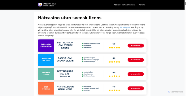 Security scan screenshot of https://xn--ntcasinoutansvensklicens-qbc.nu