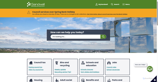 Security scan screenshot of http://www.sandwell.gov.uk