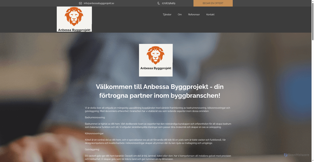 Security scan screenshot of https://anbessabyggprojekt.se