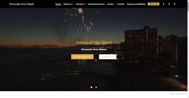 Security scan screenshot of https://www.fireworksovermiami.com/