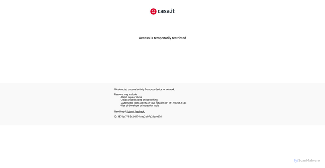 Security scan screenshot of https://www.casa.it