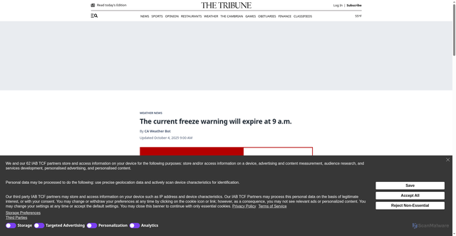 Security scan screenshot of https://www.sanluisobispo.com/news/weather-news/article312381672.html
