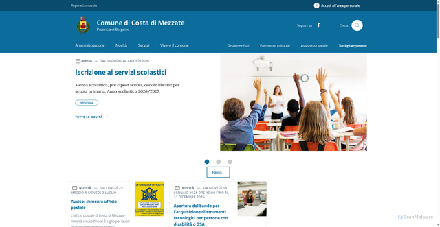 Security scan screenshot of https://www.comune.costadimezzate.bg.it