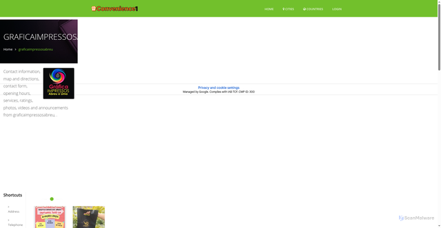 Security scan screenshot of https://www.convenience1.com/JP/Unknown/105517961016579/graficaimpressosabreu?e=1610486049.=20