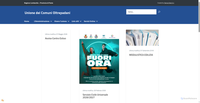 Security scan screenshot of https://www.unionecomunioltrepadani.it