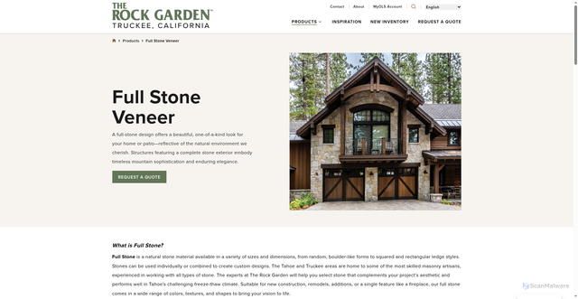 Security scan screenshot of https://rockgardenonline.com/products/full-stone-veneer/