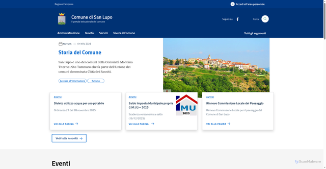 Security scan screenshot of https://www.comune.sanlupo.bn.it/
