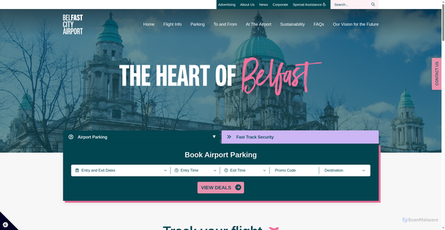 Security scan screenshot of https://www.belfastcityairport.com/home