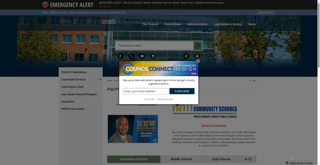 Security scan screenshot of https://pgccouncil.us/831/PGCPS-Information