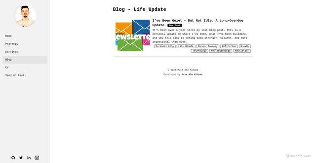 Security scan screenshot of https://musa-abualhawa.pages.dev/blog/tag/Life%20Update/